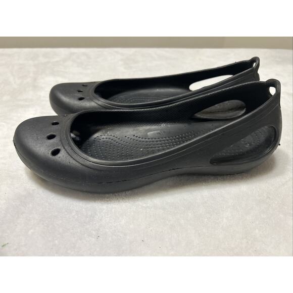 Crocs Ballet Flats Women’s Size 11 Black Kadee Comfort Casual Slip On Cutout - Picture 5 of 8